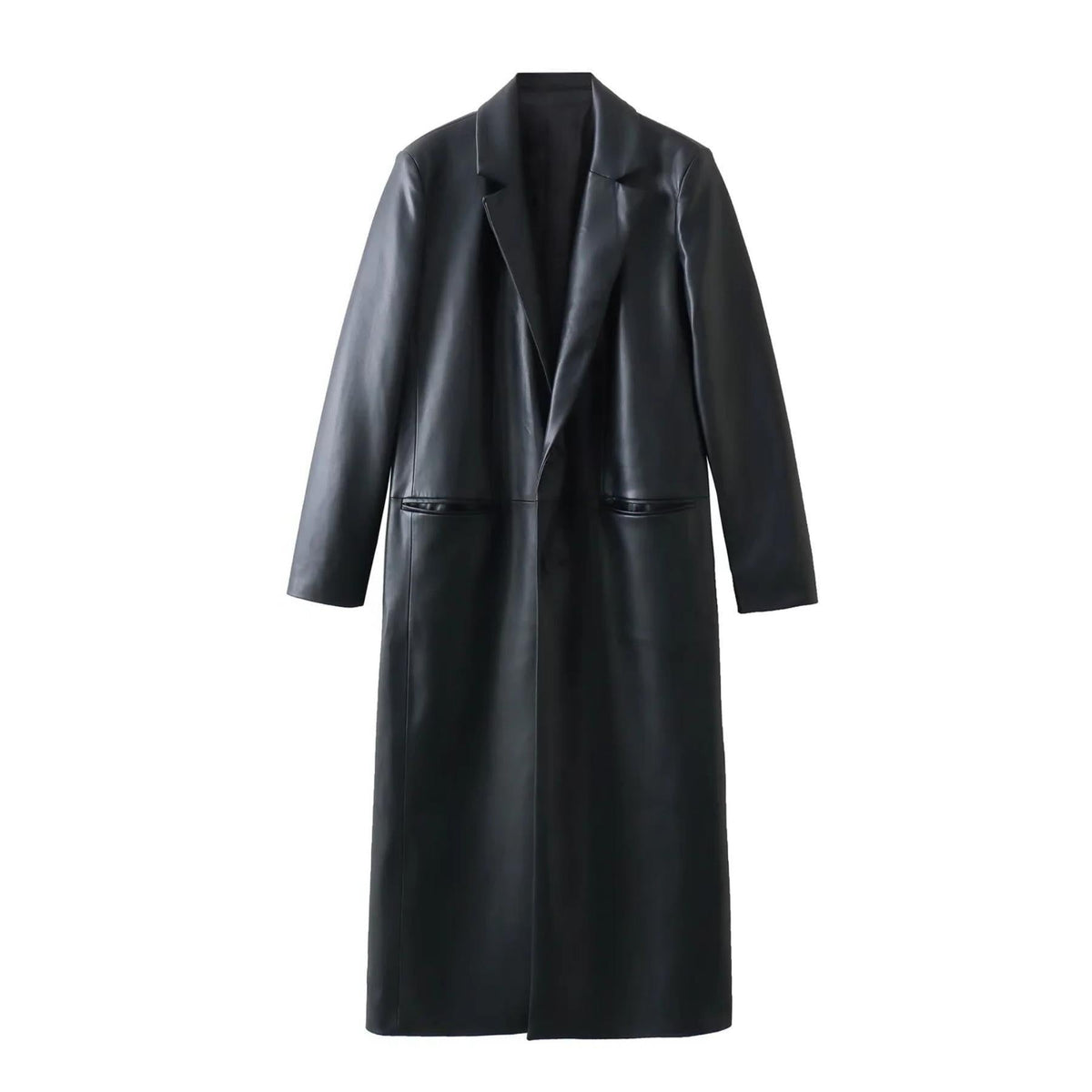 Faux Leather Trench Coat