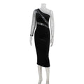 Formal Sequin Stitching One Shoulder Dress