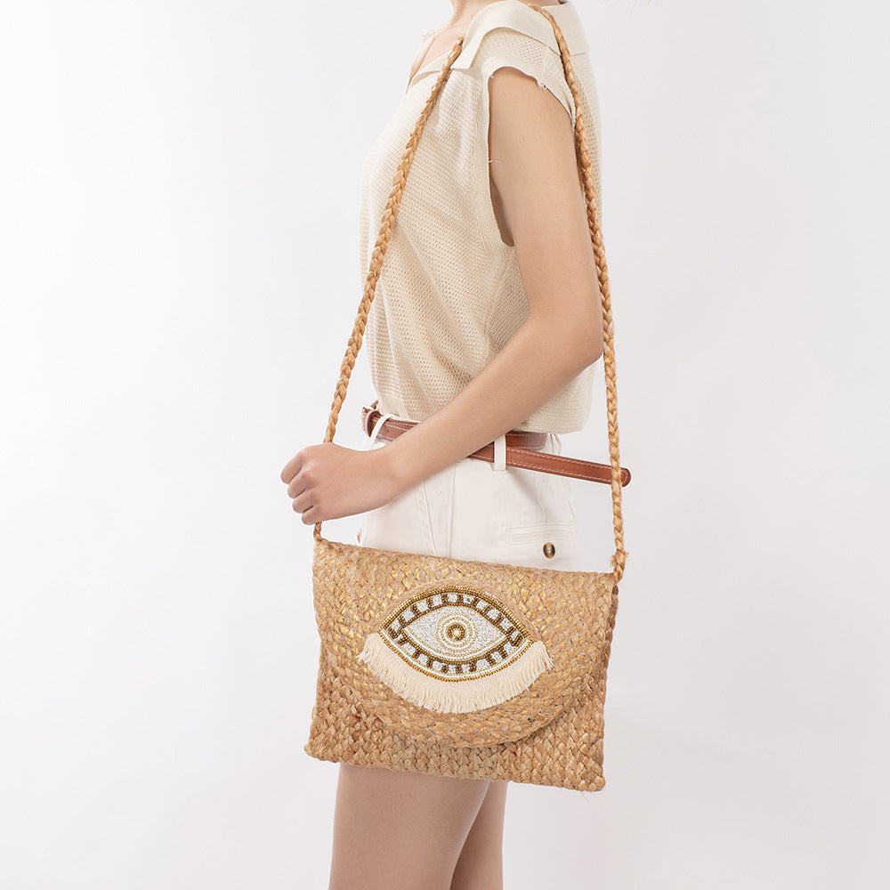 Beaded Patch Jute Bag