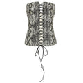 Carrie Leather Animal Print Waist Shaping Lace up Tube Top