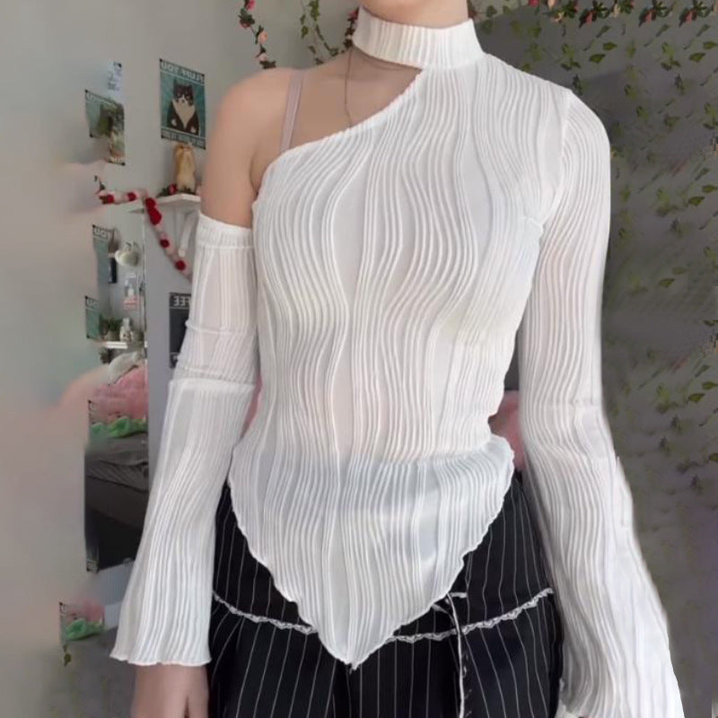 Diagonal Collar Halterneck Top