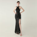 Formal Sequin Mesh Beaded Dress