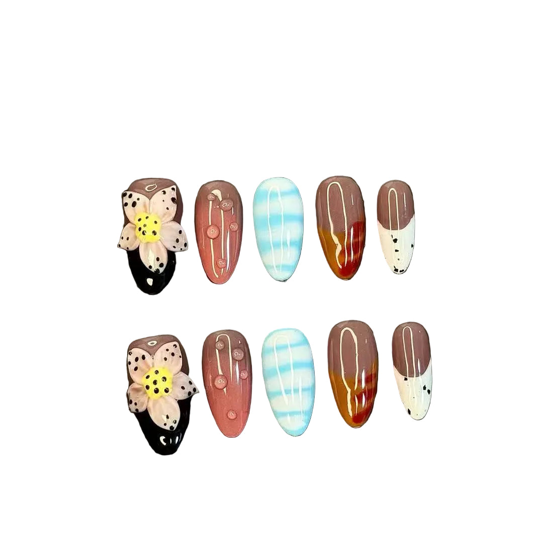 Medium Almond Island Nightingale Press on Nails