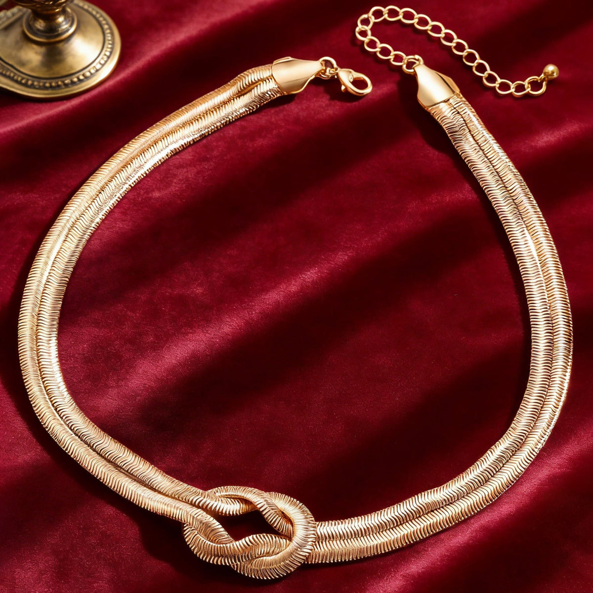 Niche Design Metal Knot Wrapped Snake Chain Bracelet Set Luxury Accessory