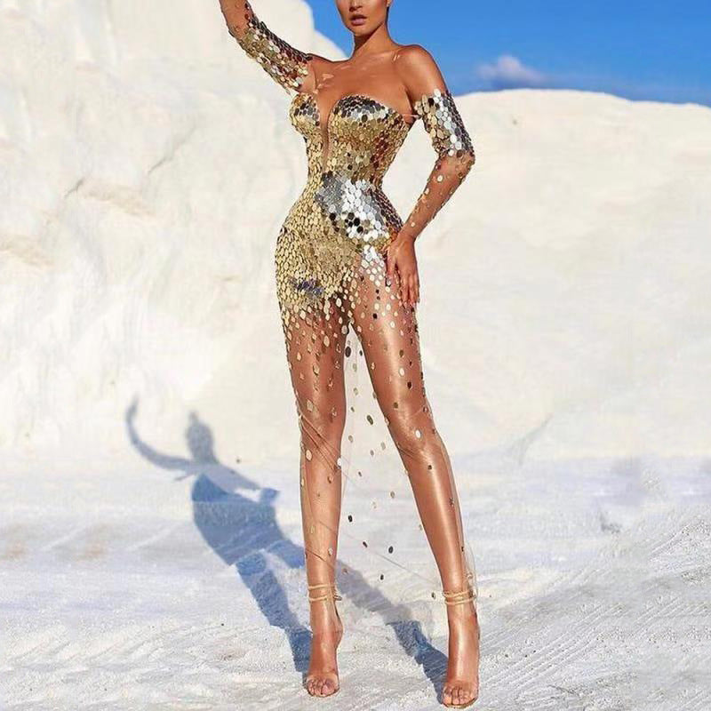 Cocktail Sequined Off Shoulder Sexy Dress