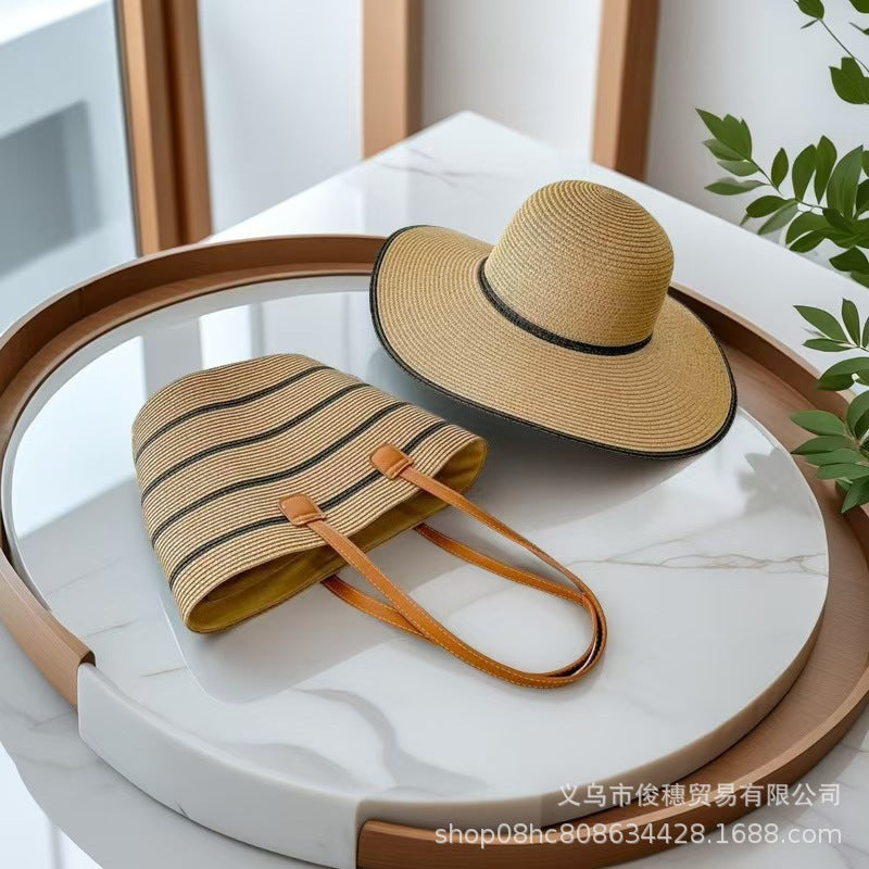 Straw Hat & Tote Beachy Set