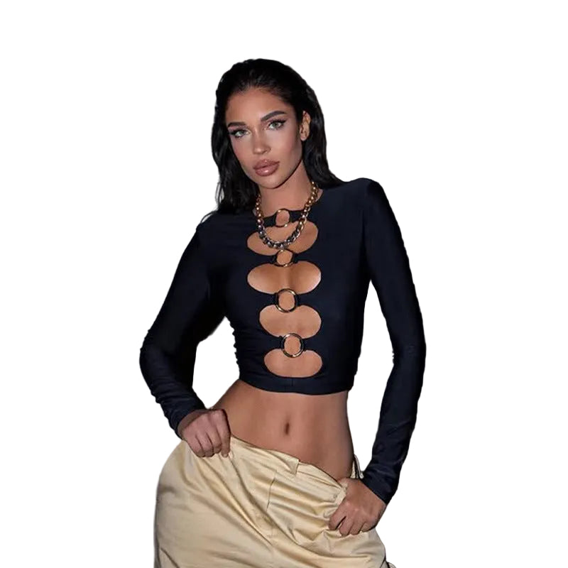Metal Ring Hollow Out Cutout Top