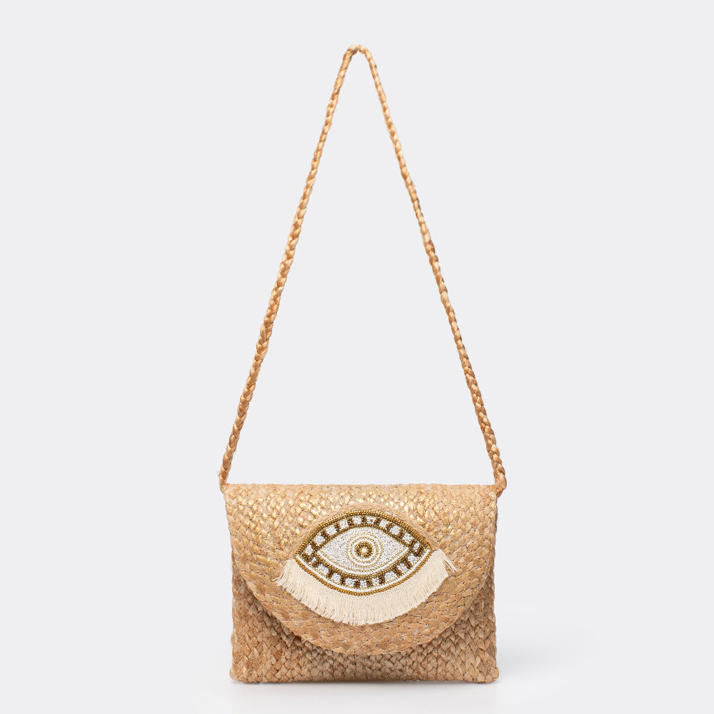 Beaded Patch Jute Bag