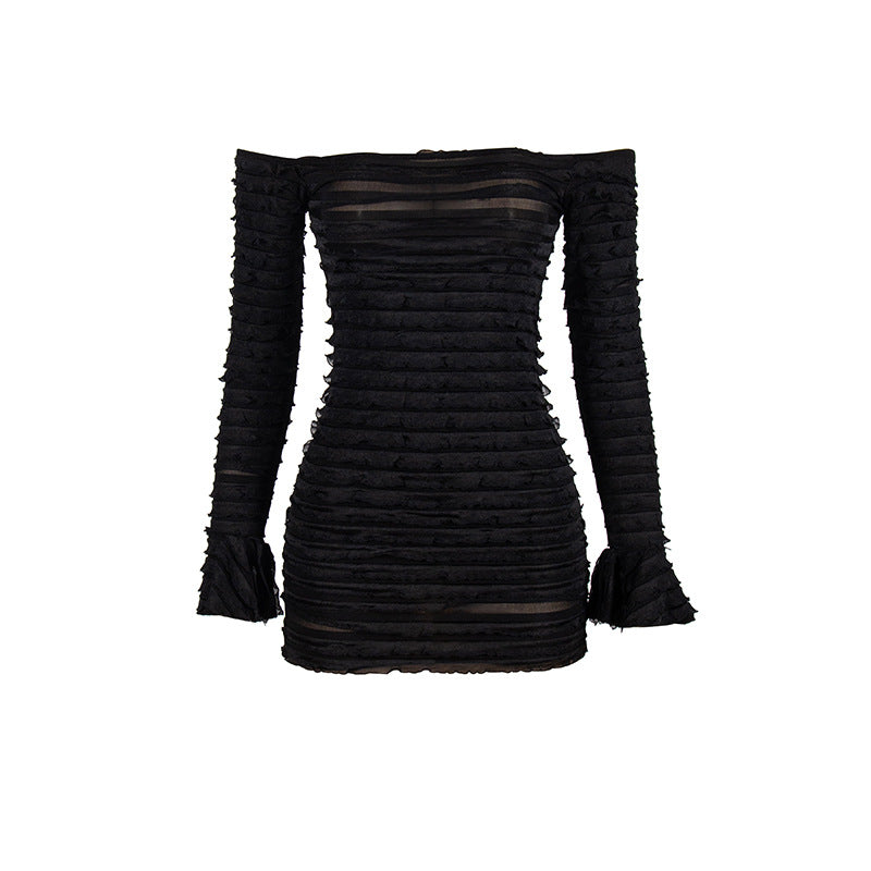 Sexy Black Off Shoulder Long Sleeve Dress