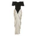 Formal Black and White Strapless Contrasting Dress