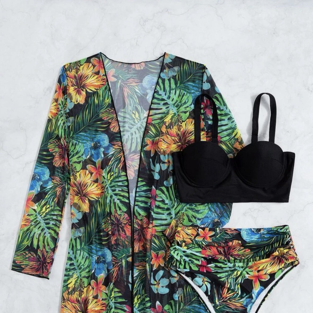 Mesh Bikini 3PC Swimsuit