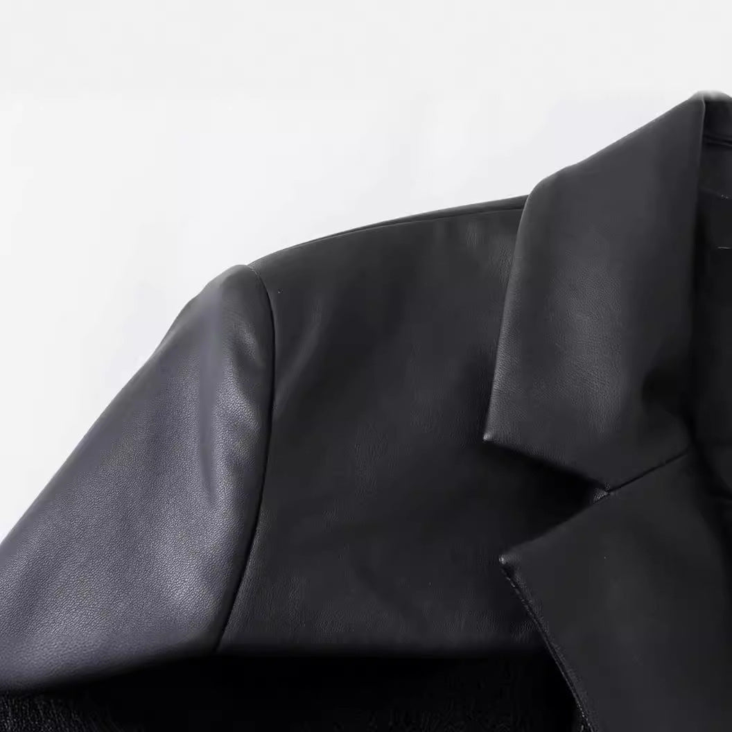 Faux Leather Trench Coat
