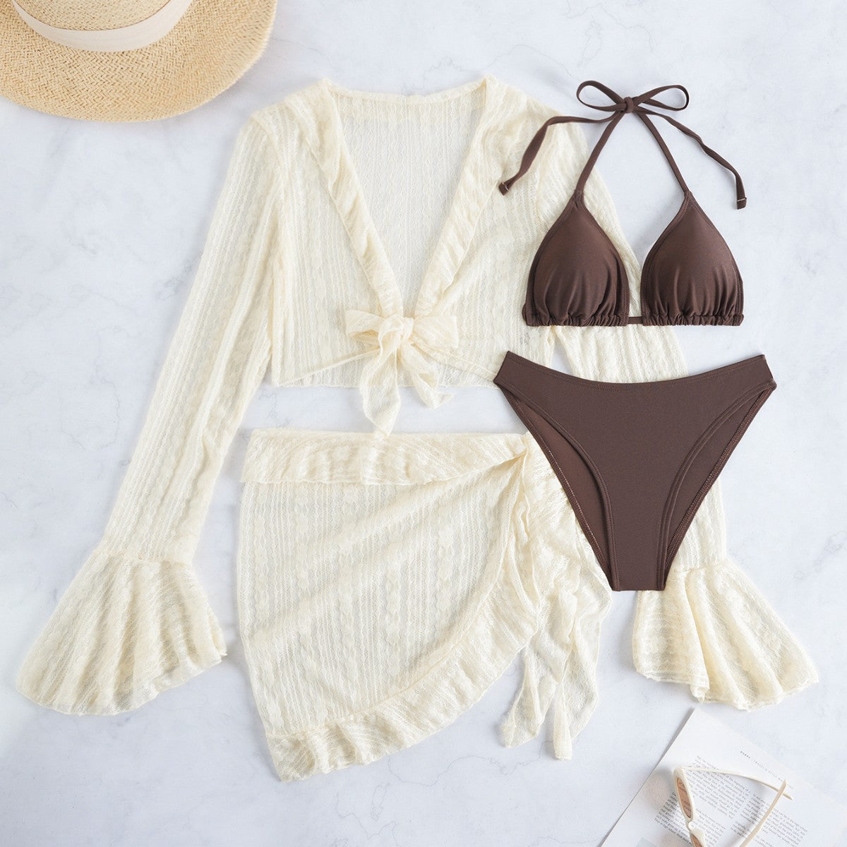Long Sleeve Cover Up & Swimsuit Duo