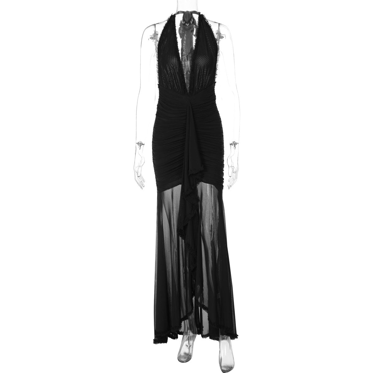 Formal Maxi V Neck Halter Dress