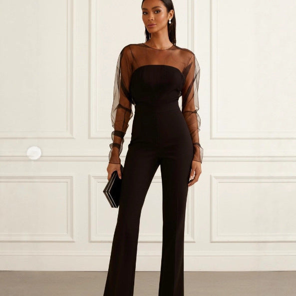 Black Mesh Jumpsuit