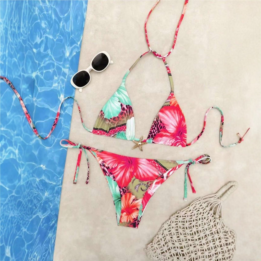 Lace-up Printed Bikini