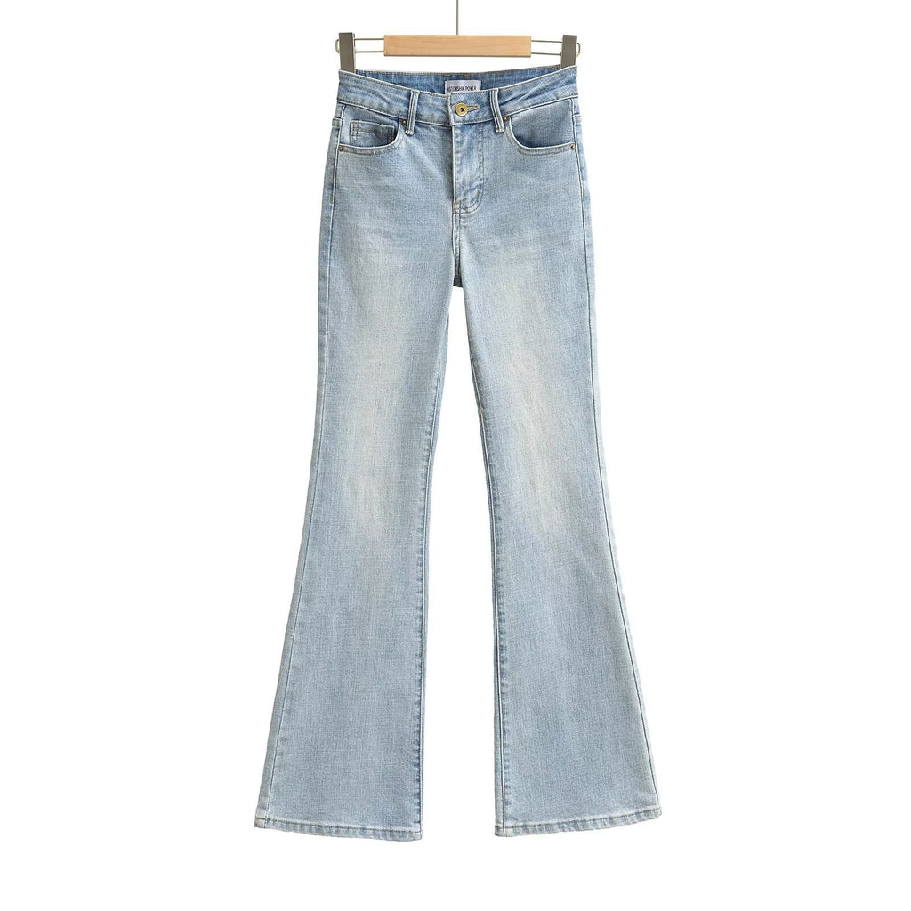 Light Blue High Waist Slim Fit Bootcut Jeans
