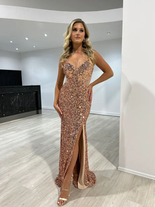 Formal Sequin Split Sexy Sling Dress