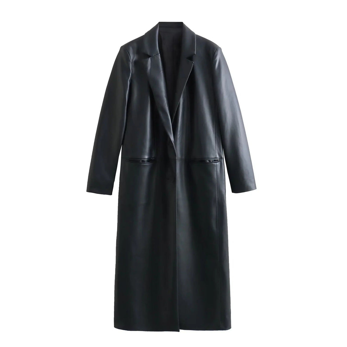 Faux Leather Trench Coat