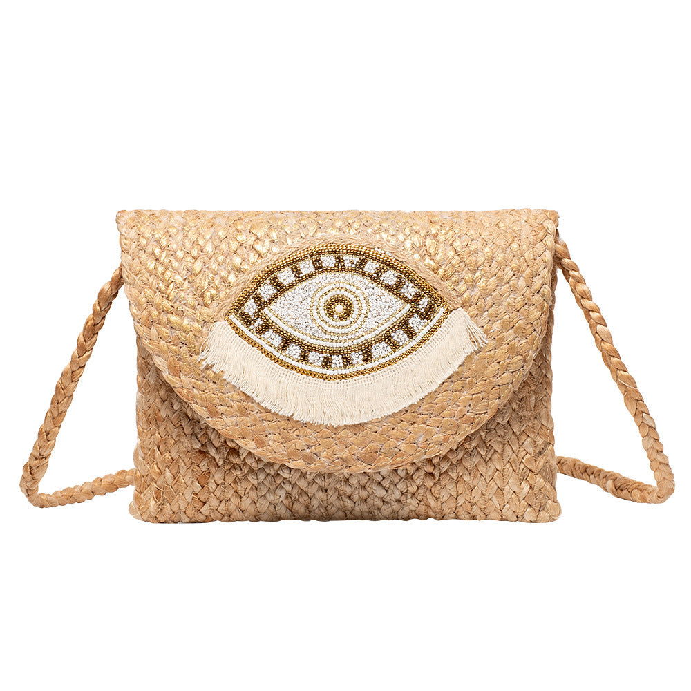 Beaded Patch Jute Bag