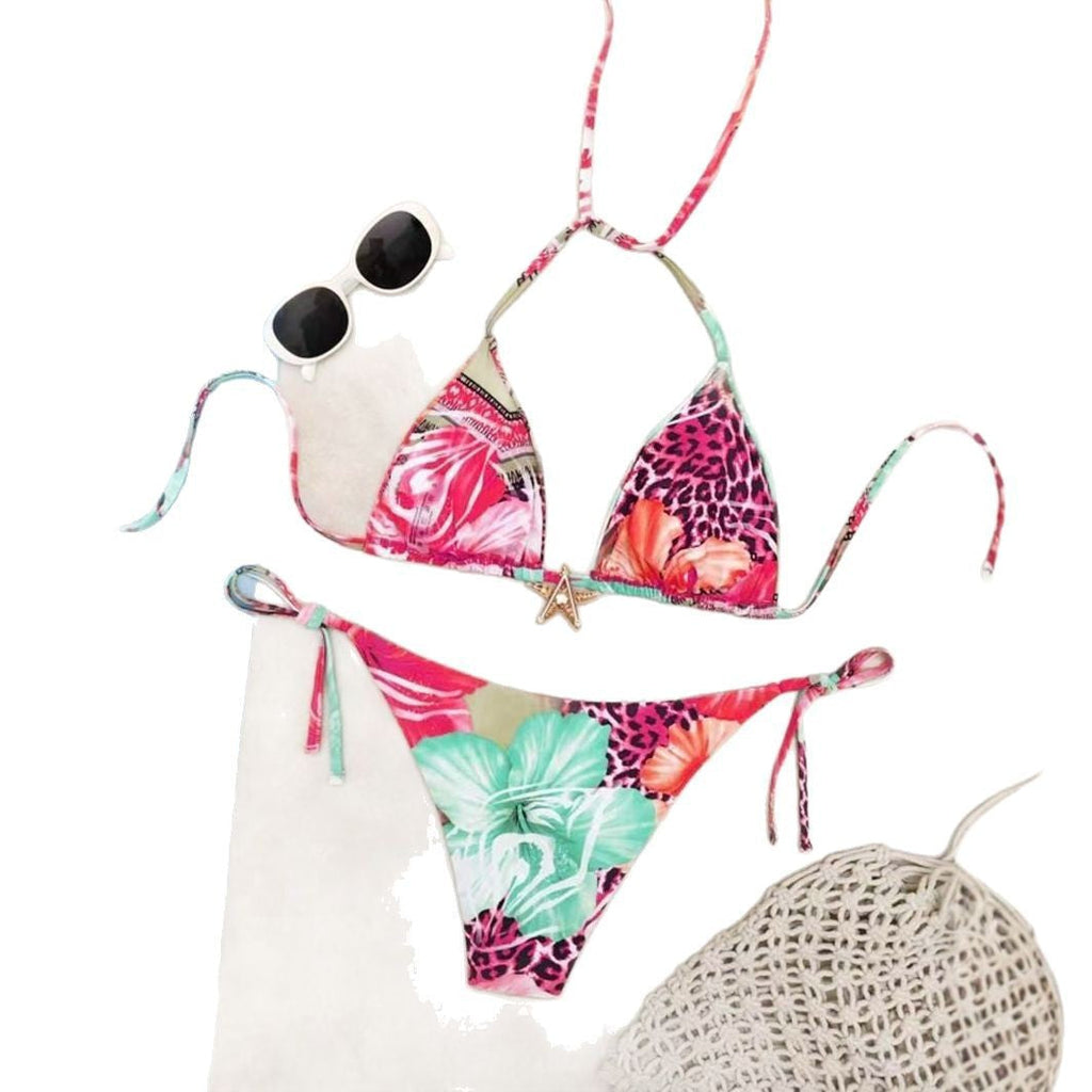Lace-up Printed Bikini