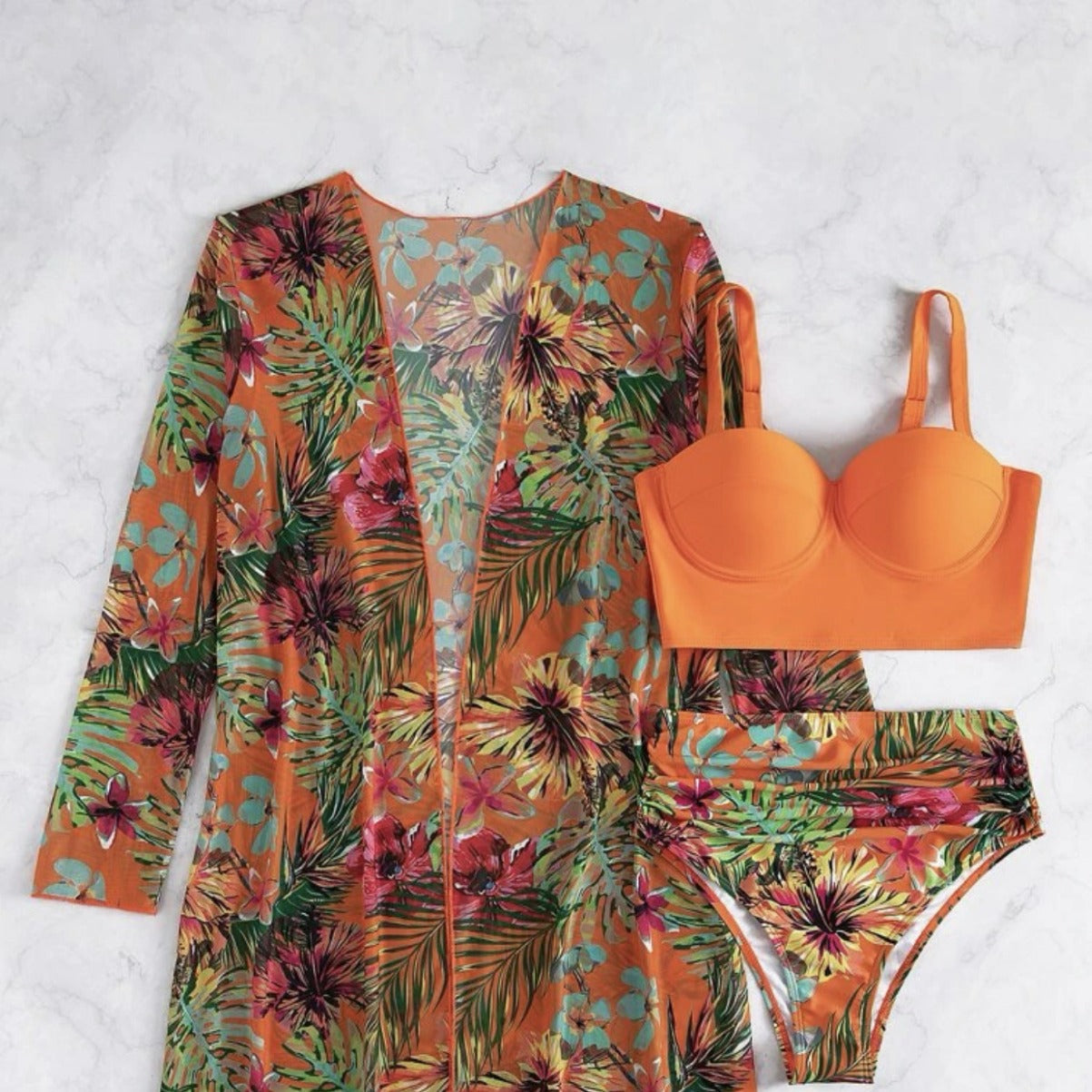 Mesh Bikini 3PC Swimsuit