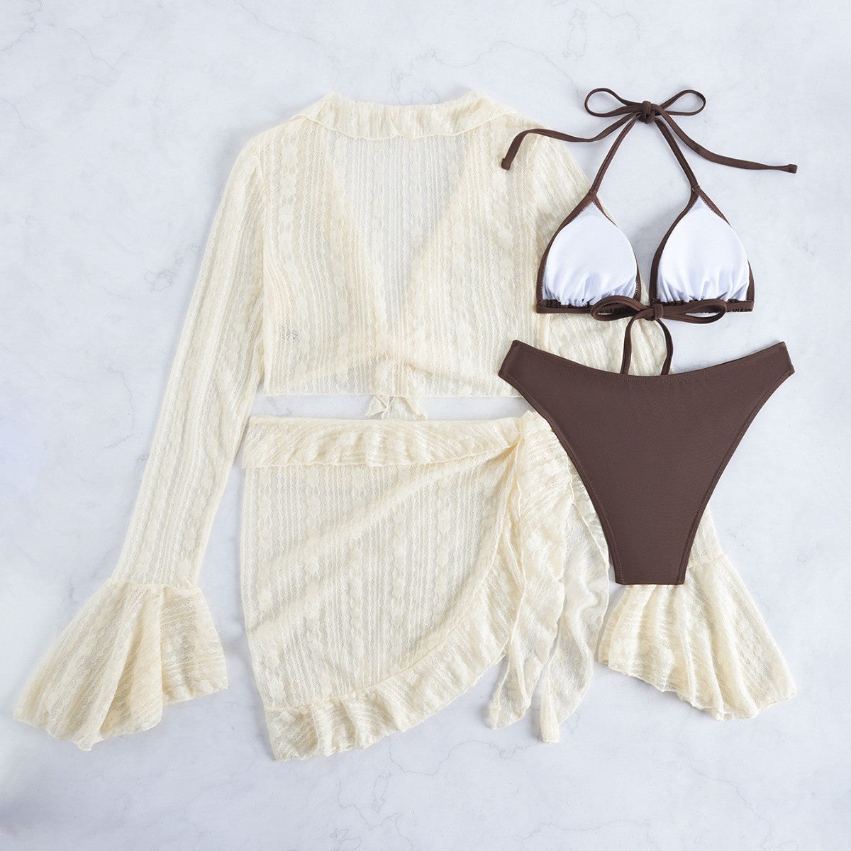 Long Sleeve Cover Up & Swimsuit Duo