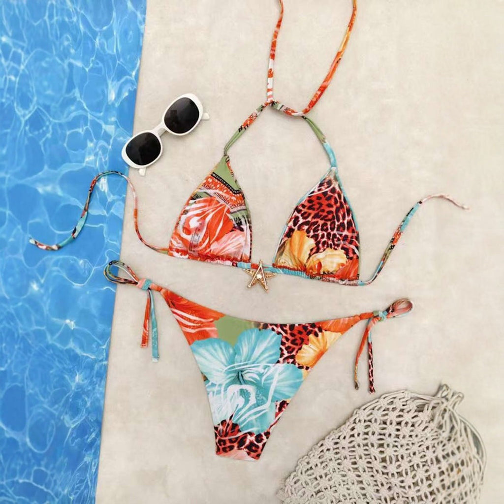 Lace-up Printed Bikini