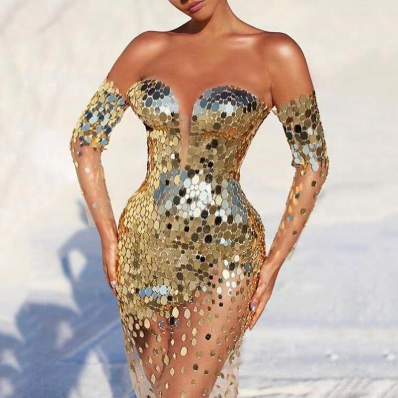 Cocktail Sequined Off Shoulder Sexy Dress