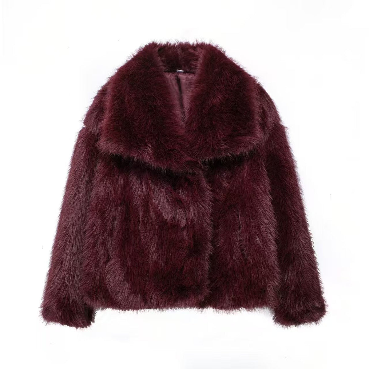 Faux Fur Coat with Large Lapel
