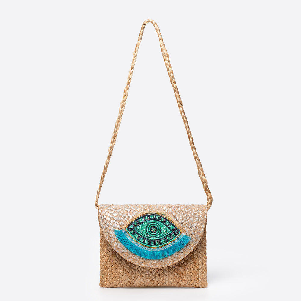 Beaded Patch Jute Bag