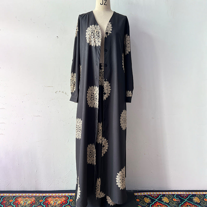 Elegant Print Wide Leg Pants Two Piece Set