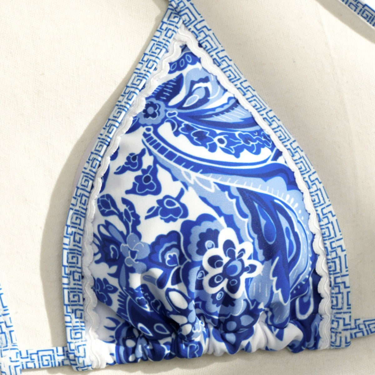 Apron Three Piece Bikini Vintage Print Tie Swimsuit