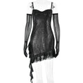 Mesh Silver Strap Tube Top Dress