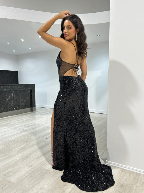 Formal Sequin Split Sexy Sling Dress