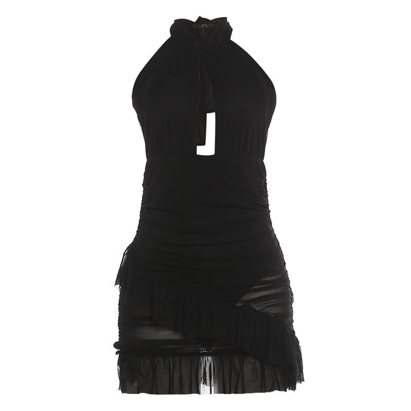 Sexy Black Halter Backless Dress