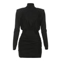 Cocktail Turtleneck Black Long Sleeve Dress
