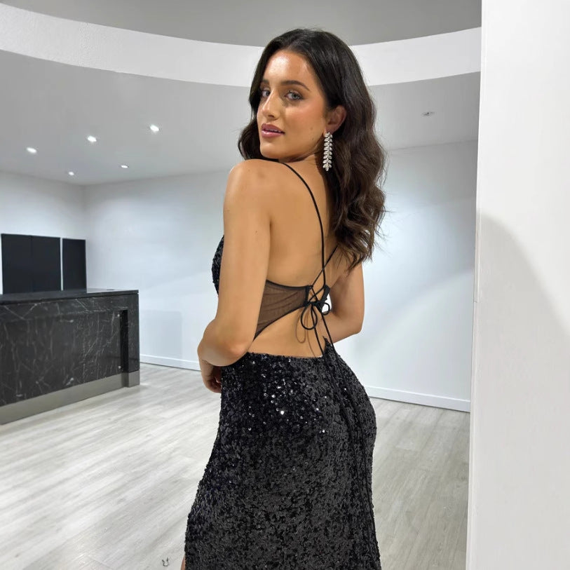 Formal Sequin Split Sexy Sling Dress
