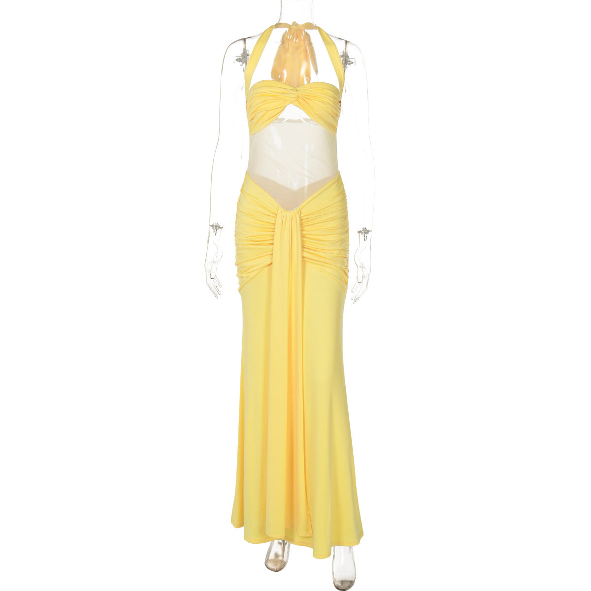 Summer Sexy Tube Top off Neck Mesh Dress