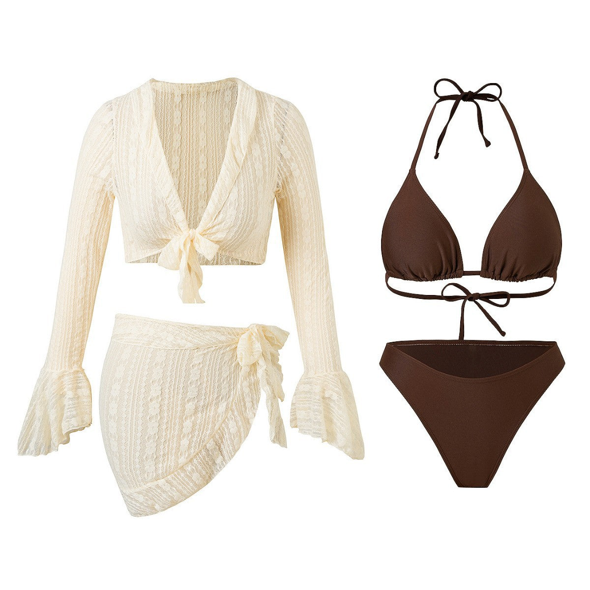 Long Sleeve Cover Up & Swimsuit Duo