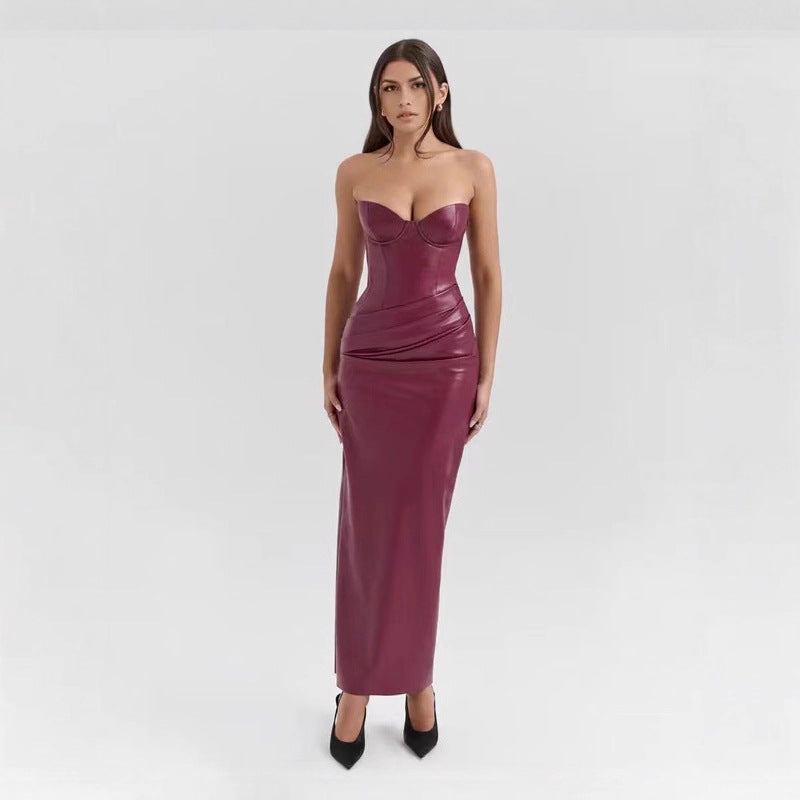 Leather Tube Top Dress