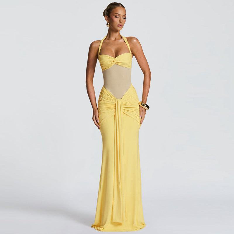 Summer Sexy Tube Top off Neck Mesh Dress