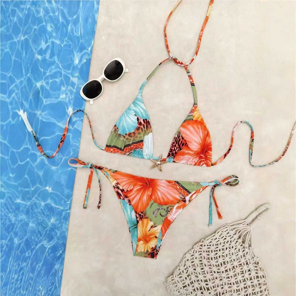 Lace-up Printed Bikini