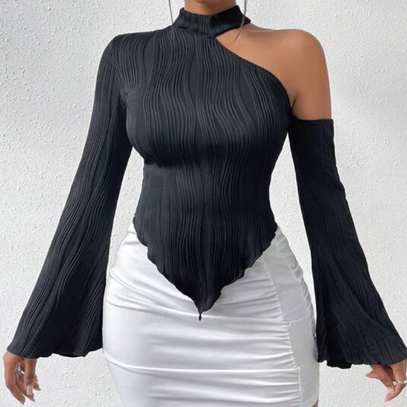 Diagonal Collar Halterneck Top