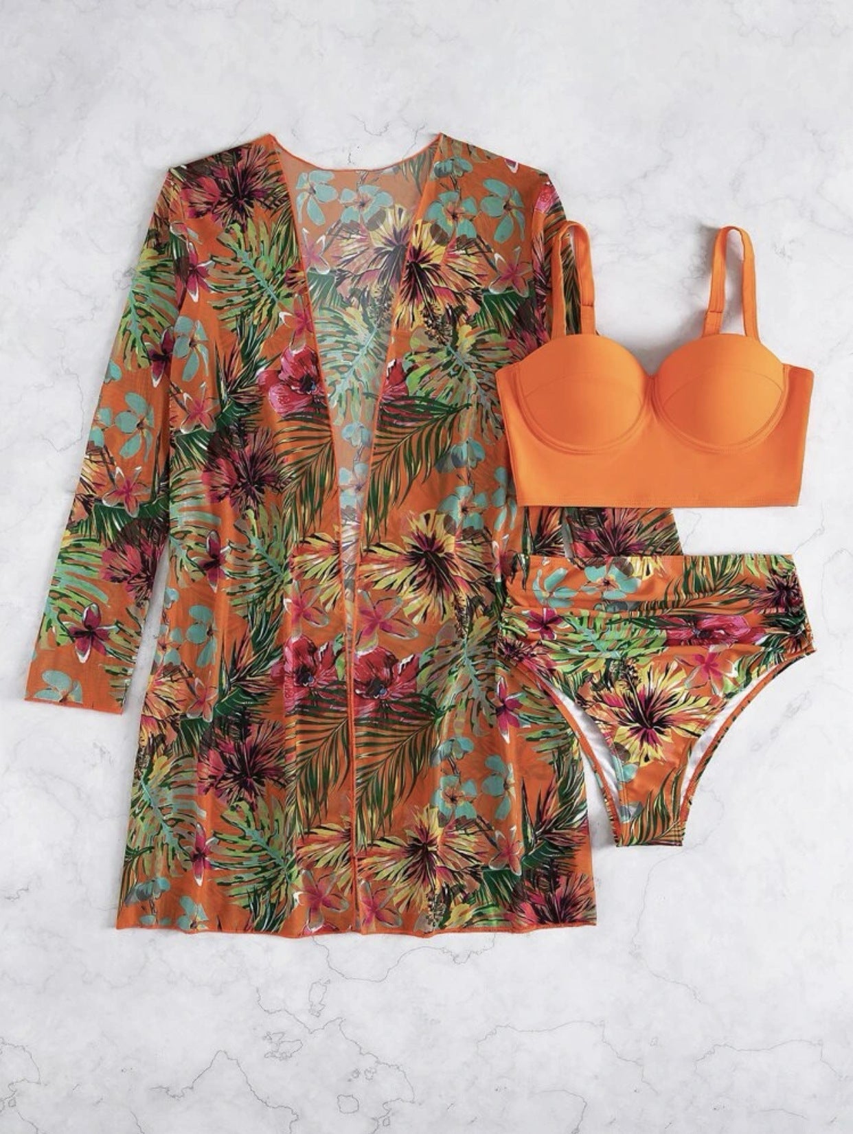 Mesh Bikini 3PC Swimsuit