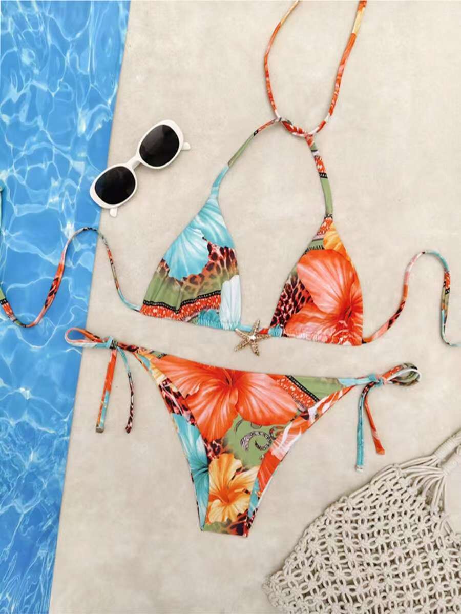 Lace-up Printed Bikini