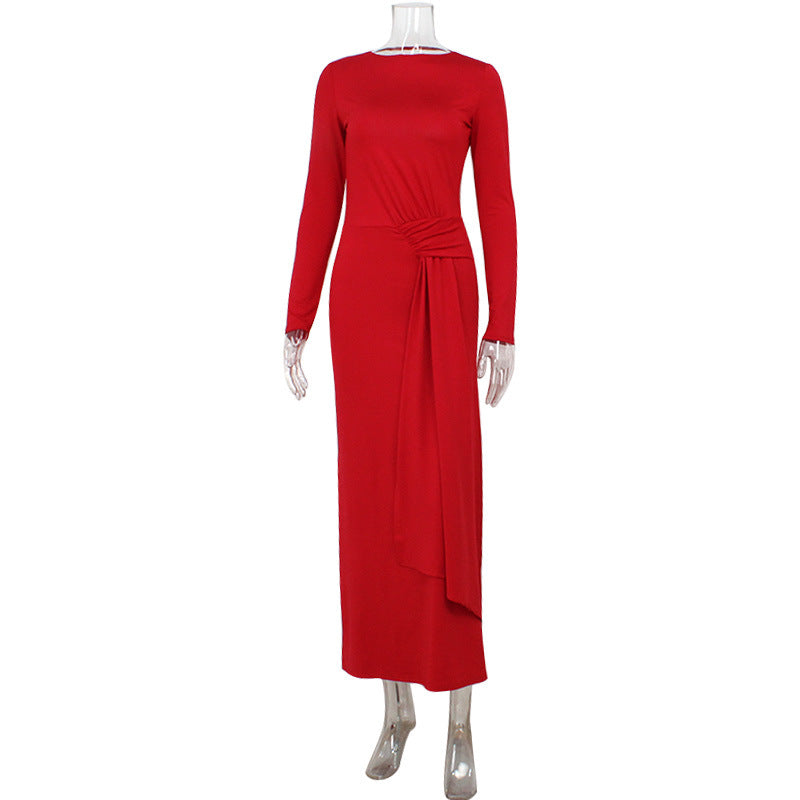 Formal Round Neck Long Backless Dress