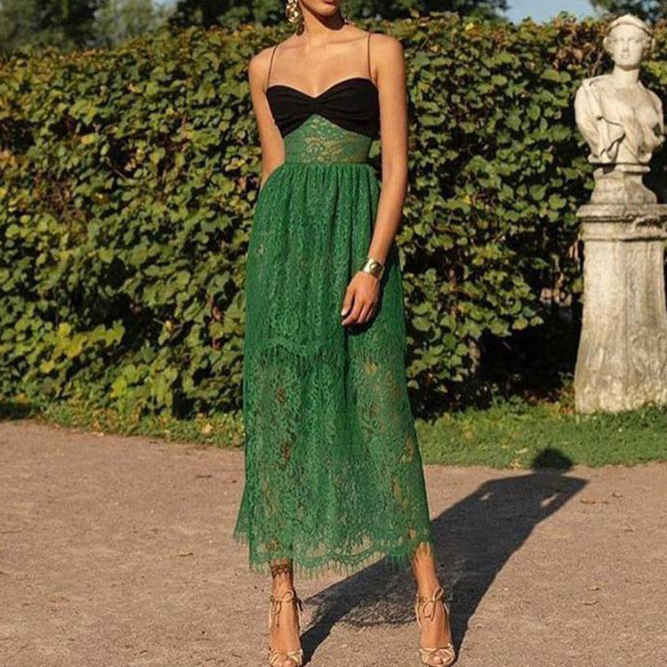 Formal Lace Green Maxi Dress