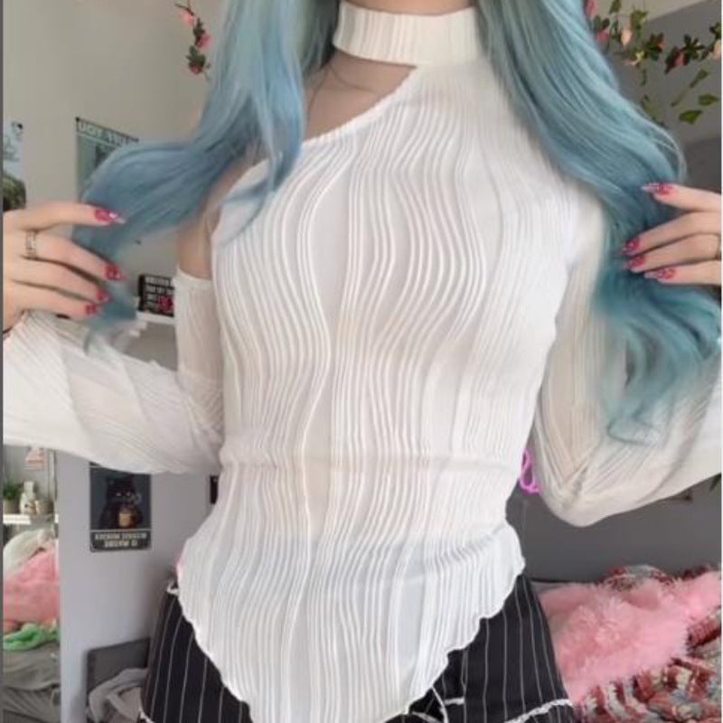 Diagonal Collar Halterneck Top