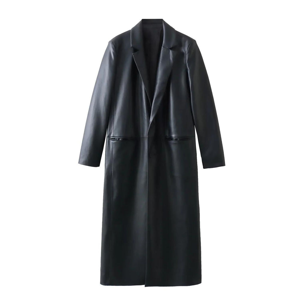 Faux Leather Trench Coat